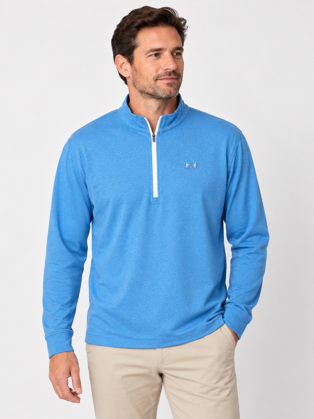 Straight Down Men’s XL Blue Heather Quarter Zip Pullover Golf Performance Shirt